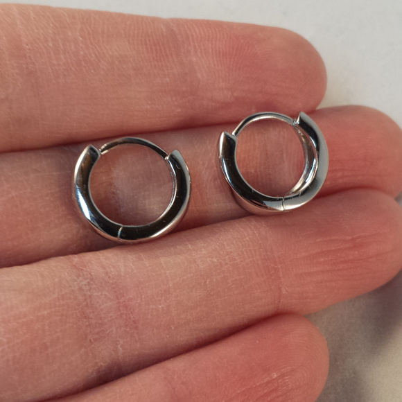 18K White Gold Filled Smooth Hoop Earrings 15mm Women's Party Gift - Picture 4 of 4